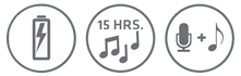 Rechargeable, Playtime 15 Hours, Mic, Music